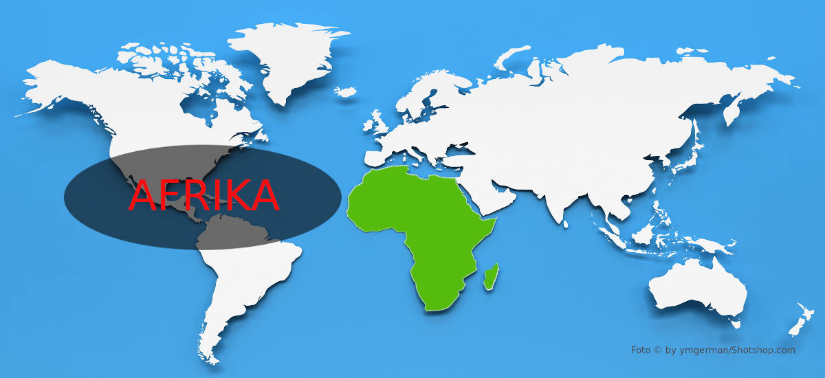 Weltkarte Kontinent Afrika