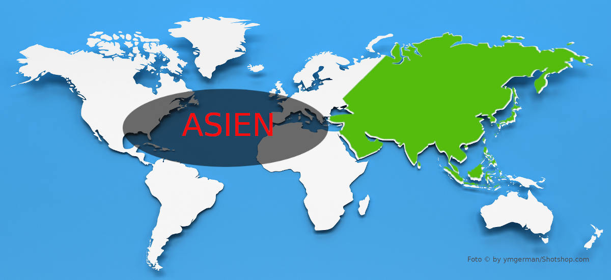 Weltkarte Kontinent Asien