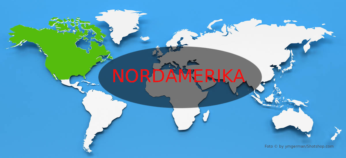 Weltkarte Kontinent Nordamerika