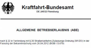ABE Allgemeinen Betriebserlaubnis